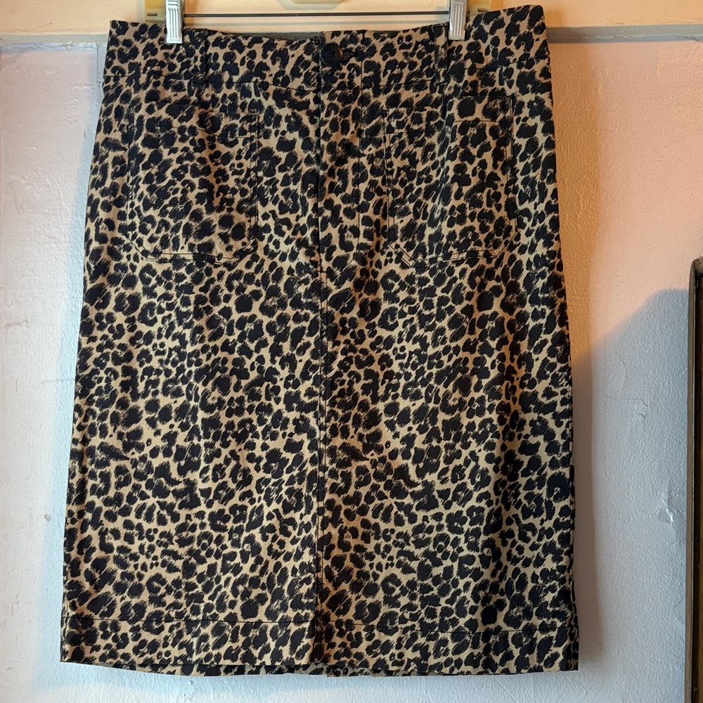Anthropologie Leopard Print Pencil Skirt